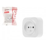 Розетка 1-ая (открытая, б/з) белая, Bailly, LEIDEN ELECTRIC