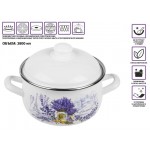 Кастрюля стальная эмалированная, 3.8 л, серия Букет лаванды, PERFECTO LINEA