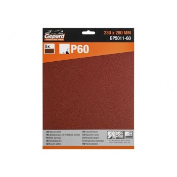 Шлифлист 230х280мм Р60 бум.осн. 5шт. GEPARD (GP5011-60)