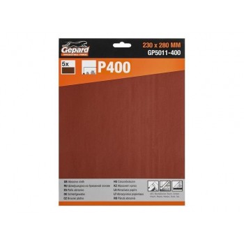 Шлифлист 230х280мм Р400 бум.осн. 5шт. GEPARD (GP5011-400)