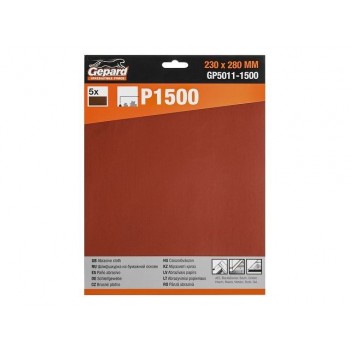 Шлифлист 230х280мм Р1500 бум.осн. 5шт. GEPARD (GP5011-1500)