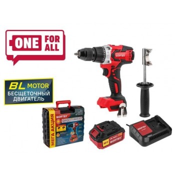 Аккум. дрель-шуруповерт WORTEX BD 2030 Dli в чем. ALL1 XLT SET БЕСЩЕТ., 18 В, 80 Н*м, 1х4 Ач