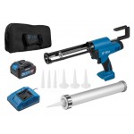 Аккум. пистолет для герметика BULL CG 1860 SET(1х4), сумка, 300/600 мл, 2500 Н, 8,3 мм/с, рег. скор.
