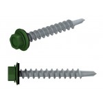 Саморез кровельный 4.8х19 мм цинк, шайба с прокл., PT3, RAL 6002 (100 шт в пласт. конт.) STARFIX