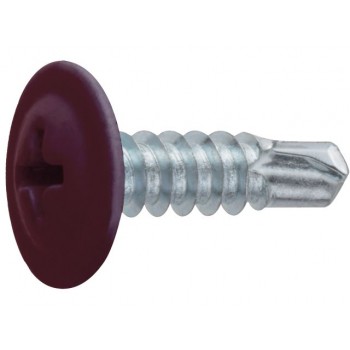 Саморез 4.2х16 мм с прессшайбой, цинк, со сверлом, RAL 3005 (500 шт в карт. уп.) STARFIX
