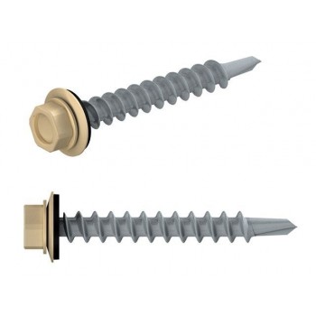 Саморез кровельный 4.8х19 мм цинк, шайба с прокл., PT3, RAL 1014 (250 шт в карт. уп.) STARFIX