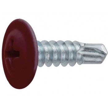 Саморез 4.2х16 мм с прессшайбой, цинк, со сверлом, RAL 3011 (50 шт в зип-локе) STARFIX