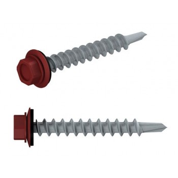 Саморез кровельный 4.8х29 мм цинк, шайба с прокл., PT1, RAL 3011 (5000 шт в коробе) STARFIX