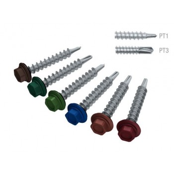 Саморез кровельный 4.8х29 мм цинк, шайба с прокл., PT1, RAL 7024 (5000 шт в коробе) STARFIX