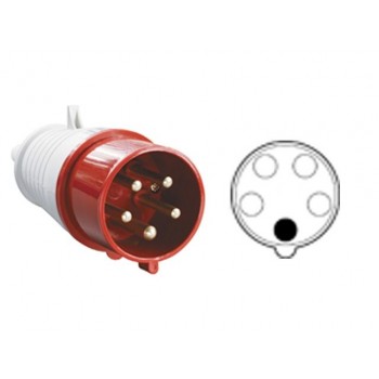 Вилка силовая 16А 380В 5 pin 3P+PE+N IP44