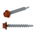 Саморез кровельный 4.8х29 мм цинк, шайба с прокл., PT1, RAL 8004 (200 шт в карт. уп.) STARFIX