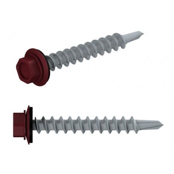 Саморез кровельный 4.8х19 мм цинк, шайба с прокл., PT3, RAL 3005 (5 кг) STARFIX